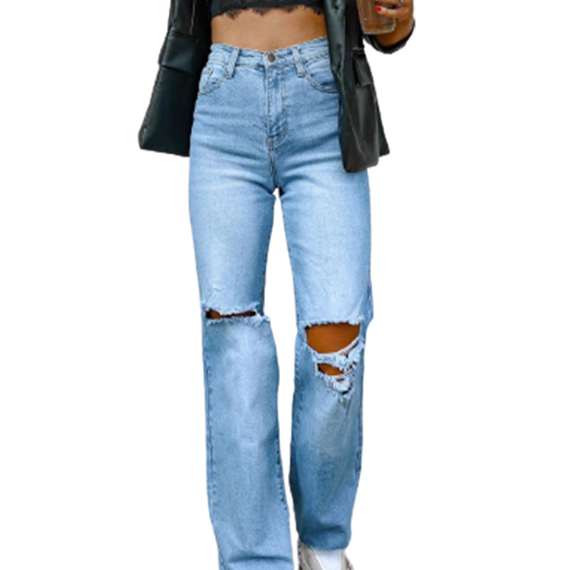 Ladies Flared Jeans with modern Destroyed details Lisslune