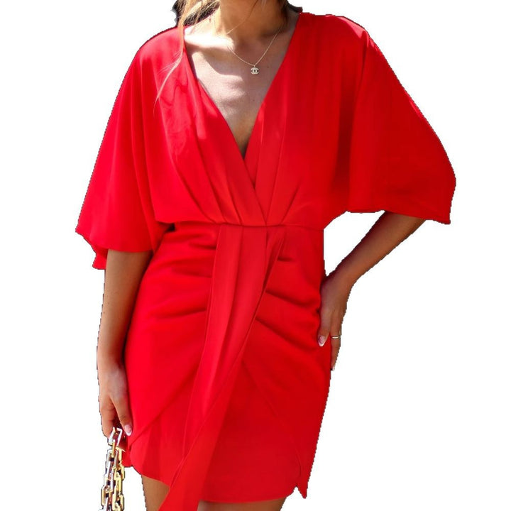 Women's wrap dress with V-neck and voluminous sleeves Lisslune