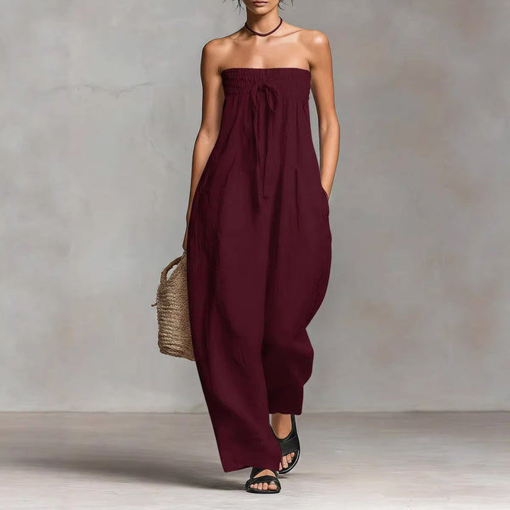 Women's Casual Jumpsuit with Elastic Top and Wide Leg Lisslune