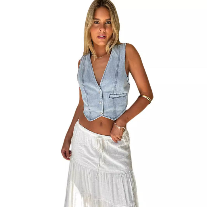 Women's jeans vest with slim fit and modern cut Lisslune