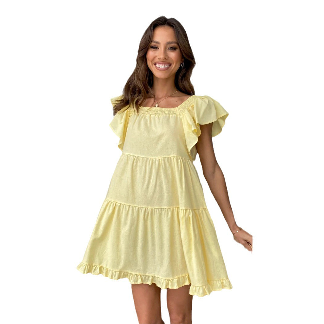 Ladies Off-Shoulder Casual Dress with Ruffle Details Lune London
