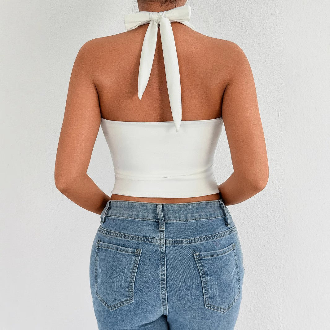 Damen Halterneck Top mit Reißverschluss Lisslune