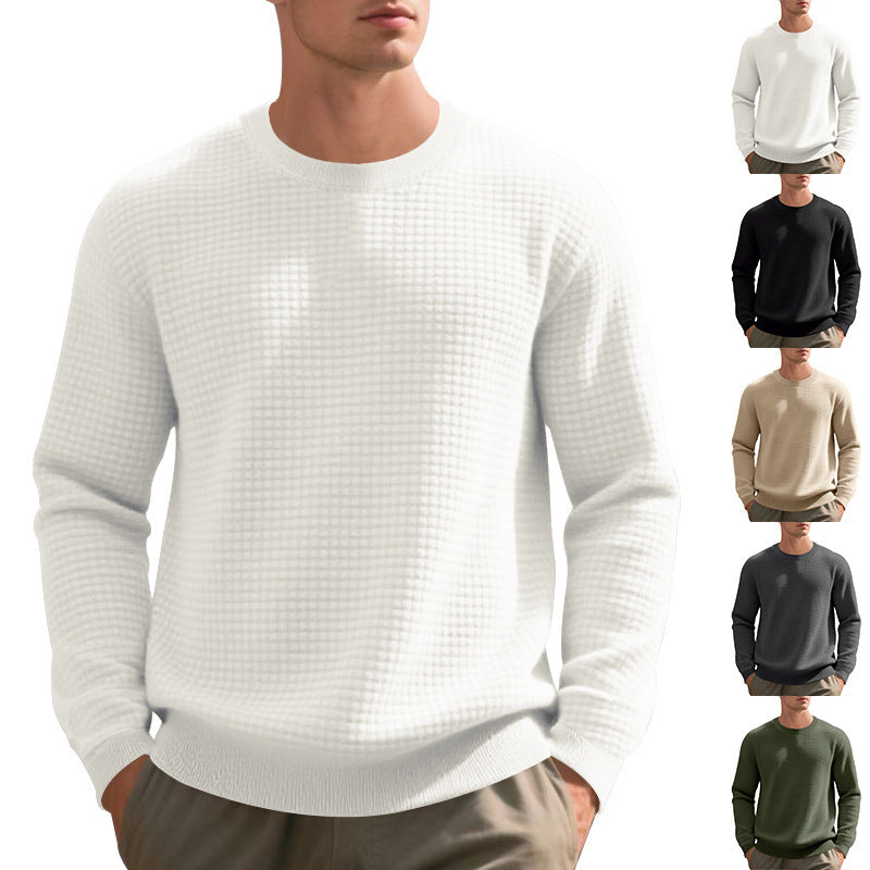 Men's fashionable textured sweater with round neck and comfortable fit Lisslune