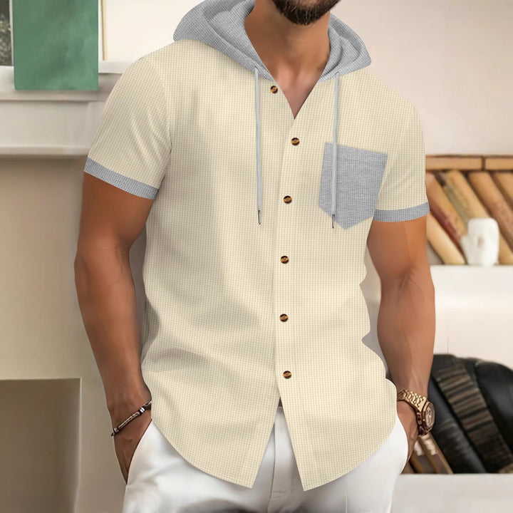 Men's Short Sleeve Shirt with Hood and Fashionable Design Lisslune