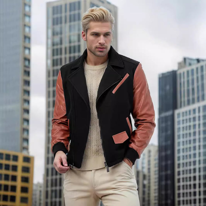 Men's fashionable transitional jacket with contrasting sleeves and practical pockets Lisslune