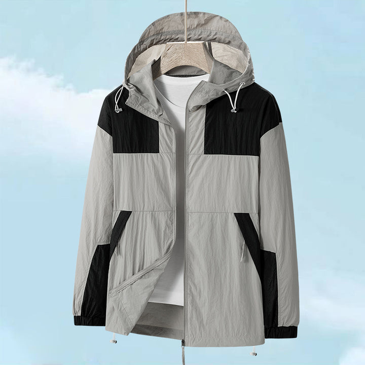 Men's Windbreaker Jacket with Adjustable Hood and Breathable Inserts Lisslune