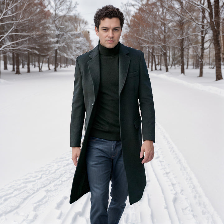 Men's elegant long Wool Blend Coat Lisslune