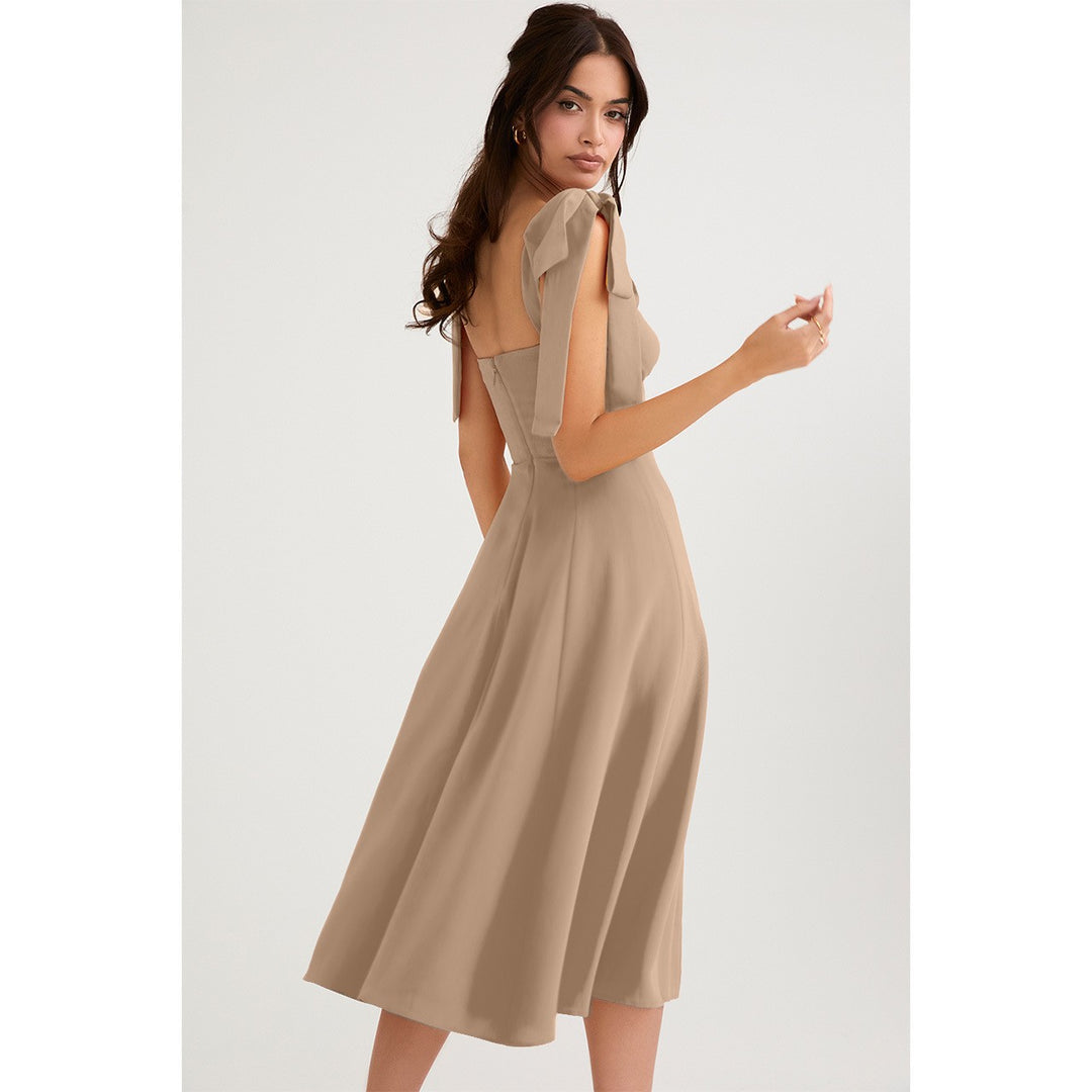 Women's maxi dress with adjustable straps and side slit Lune London