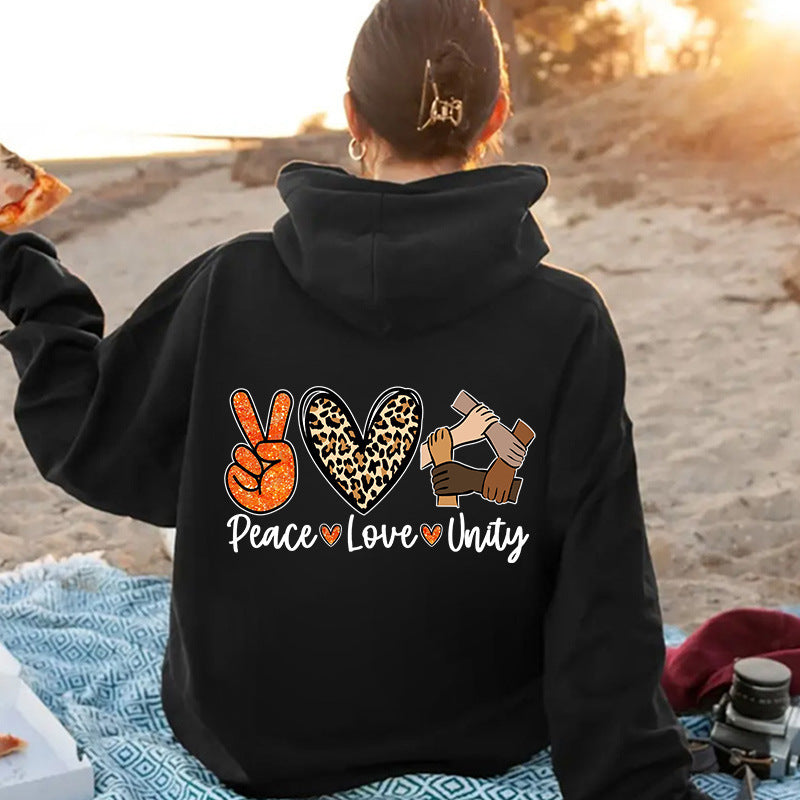 Women's hoodie with high-quality Peace-Love-Unity design Lisslune