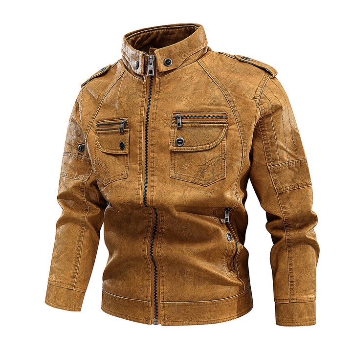 Men's elegant leather jacket with practical pockets and zipper details Lisslune