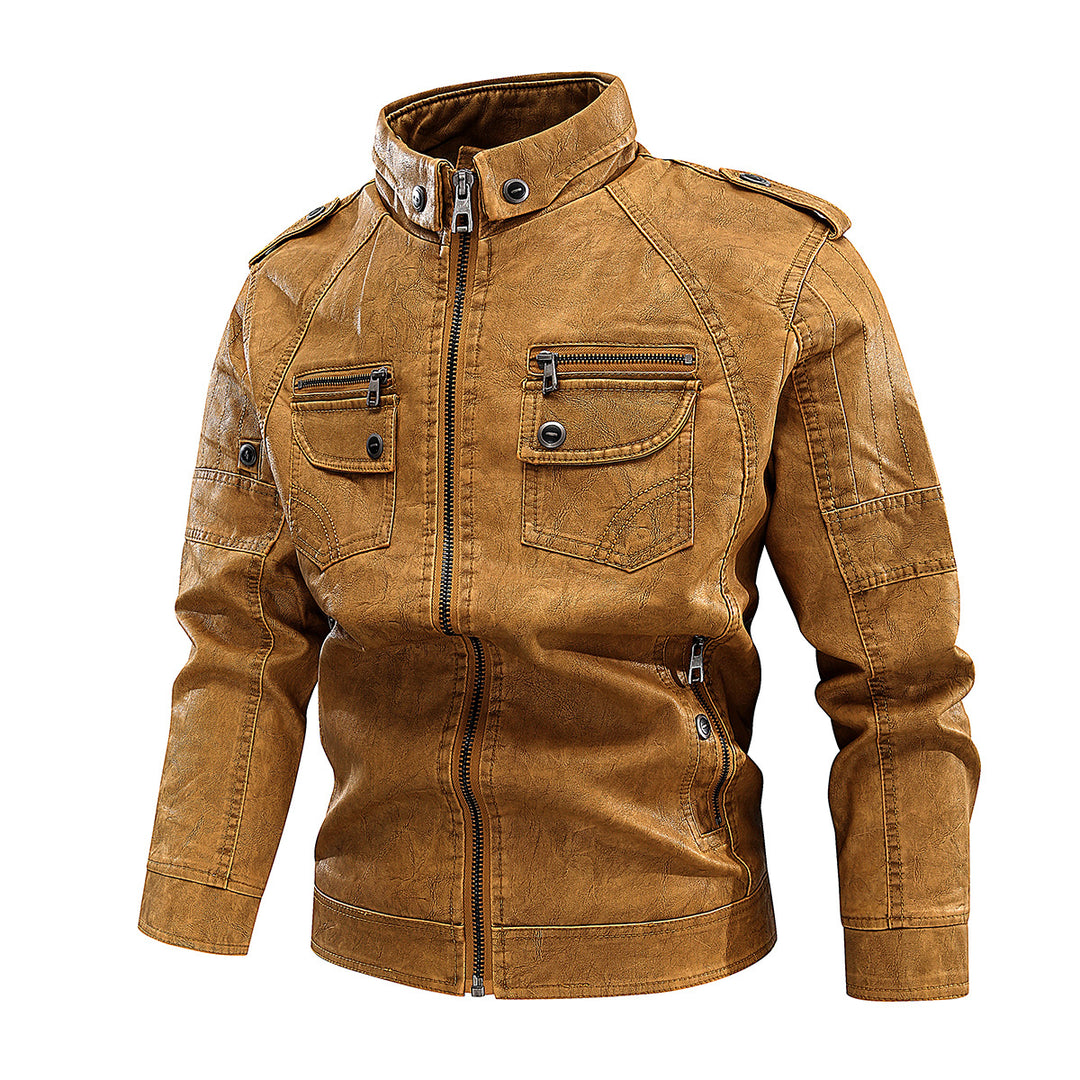 Men's stylish biker jacket with practical pockets and high collar Lisslune