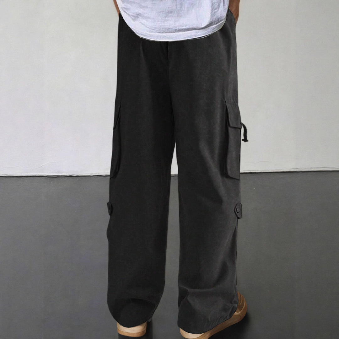 Men's Cargo Pants with Practical Pockets and Elastic Waistband Lisslune