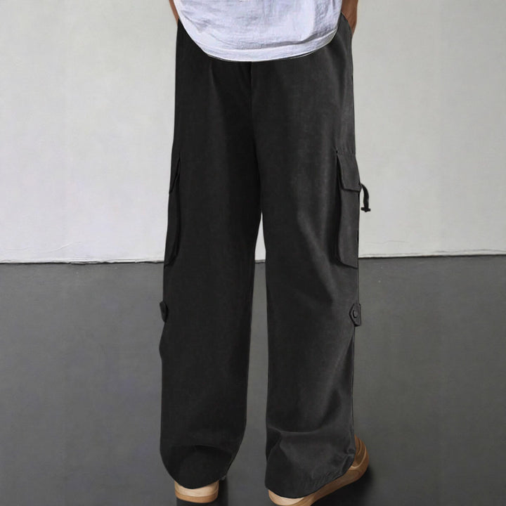 Men's Cargo Pants with Practical Pockets and Elastic Waistband Lisslune