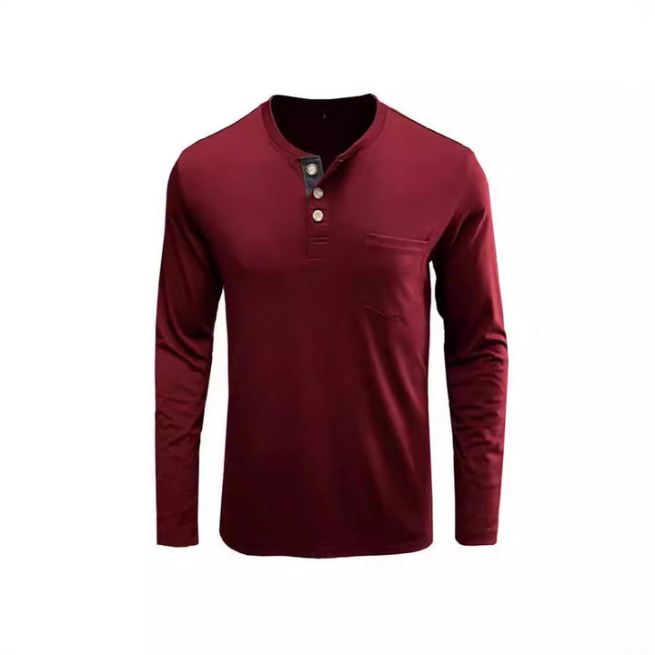 Men's fashionable long-sleeve shirt with button placket and chest pocket Lisslune