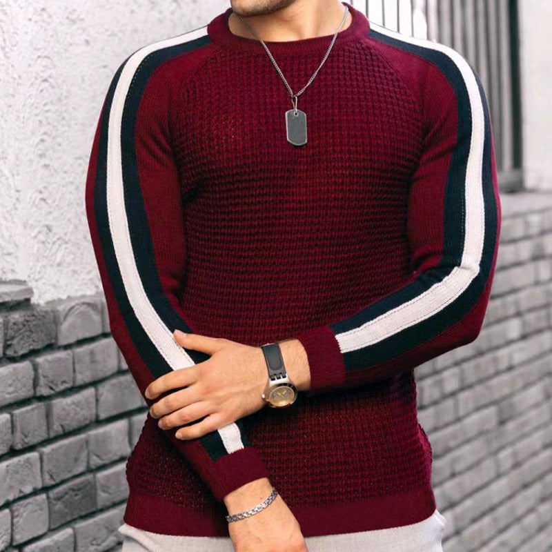Men's knitted sweater with modern raglan cut and contrasting stripes Lisslune