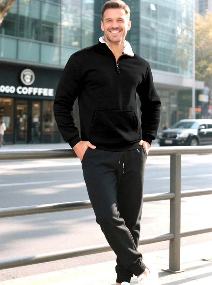 Men's sporty sweatshirt with innovative collar and practical kangaroo pocket Lisslune
