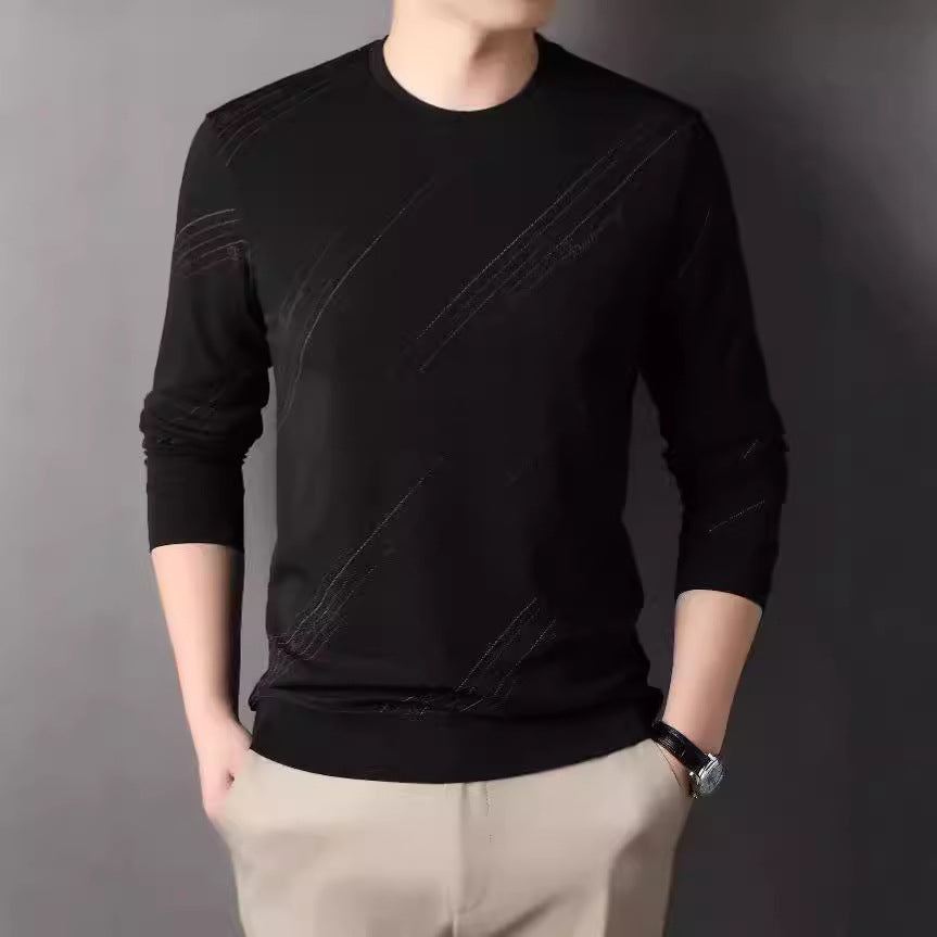 Men's sporty long-sleeve shirt with modern textured design Lisslune