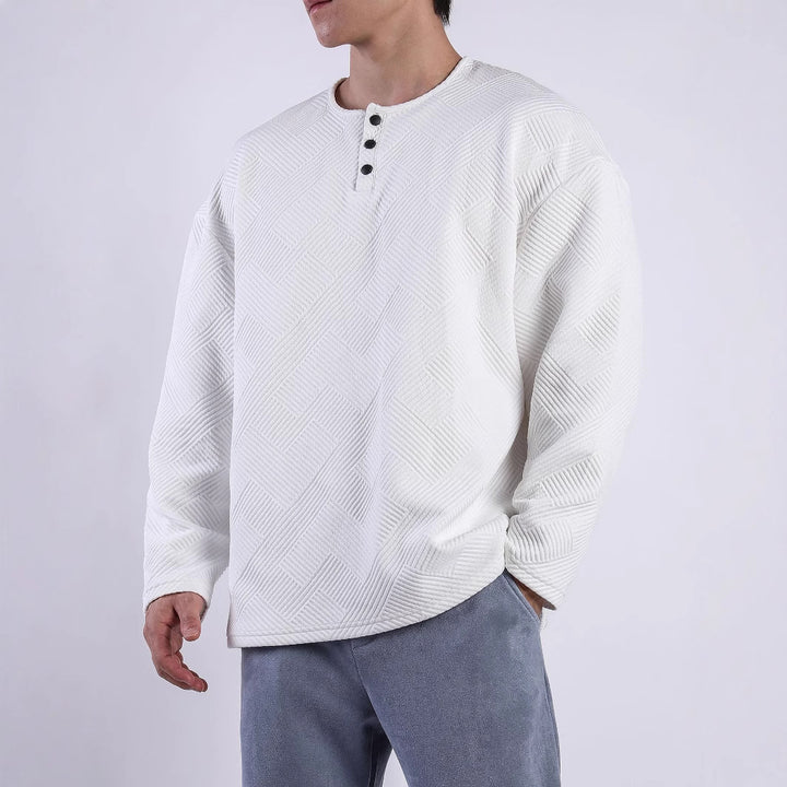 Men's long-sleeve shirt with button-down collar and textured pattern Lisslune