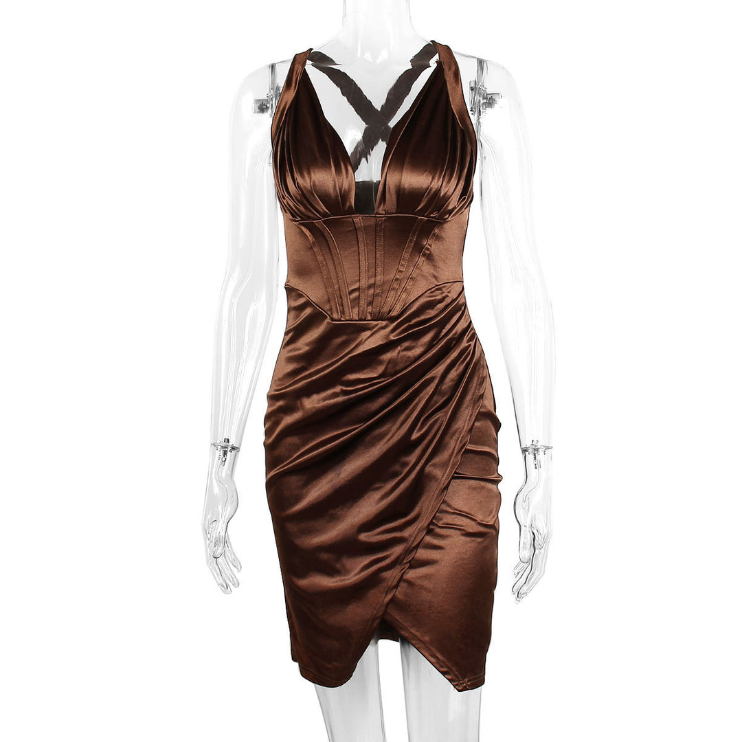 Damen Elegantes Abendkleid mit tiefem Ausschnitt und seitlichem Schlitz Lisslune