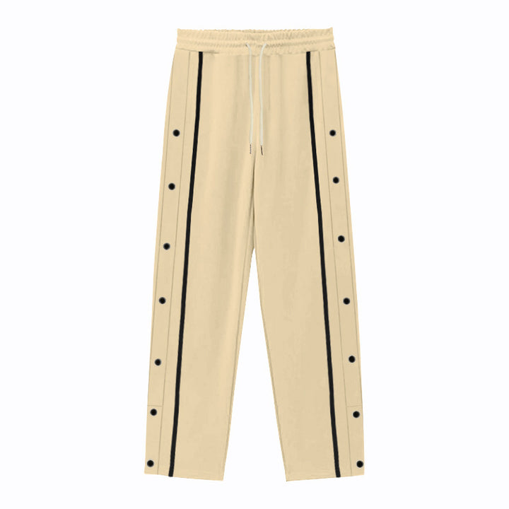 Men's sporty casual pants with snap buttons and elastic waistband Lisslune
