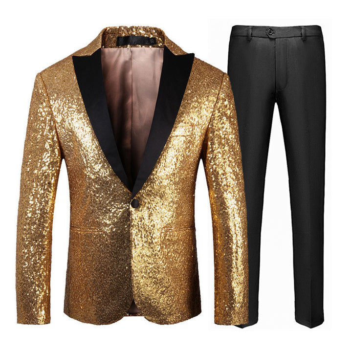 Men's Glittering Tuxedo Set with Elegant Cut Lisslune