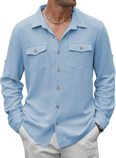 Men's short-sleeve shirt with practical flap pockets and breathable fabric Lisslune