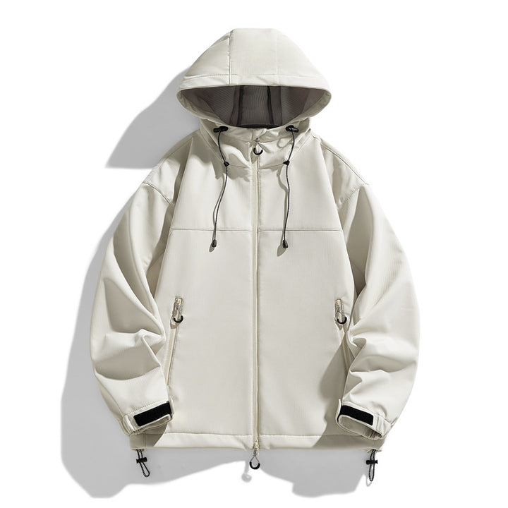 Men's Technical Transitional Jacket with Adjustable Hood Collar and Practical Zip Pockets Lisslune