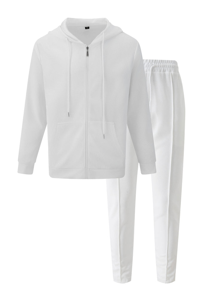 Men's sporty hoodie set made from breathable structured material with elastic waistband Lisslune