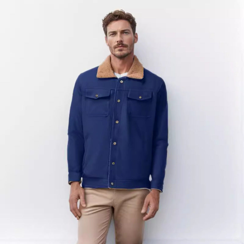 Men's robust canvas jacket with teddy collar Lisslune