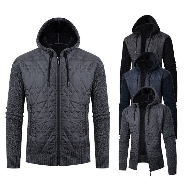 Men's quilted hooded jacket with warm lining and practical zippers Lisslune