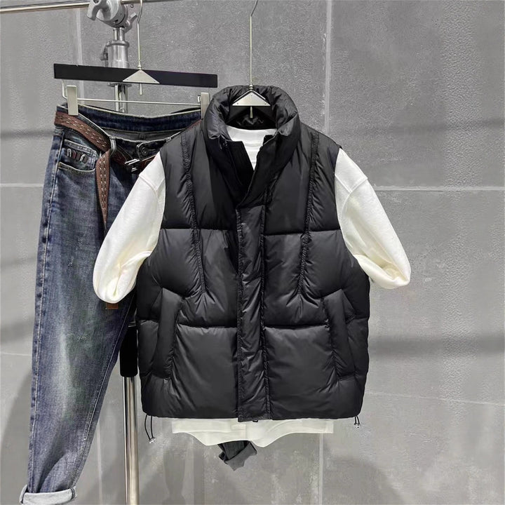 Men's Insulating Quilted Vest with High Collar and Practical Pockets Lisslune