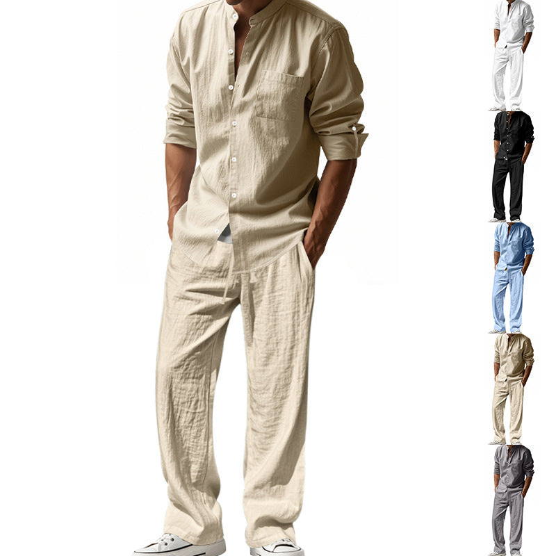 Men's casual linen suit set with practical pockets and stylish details Lisslune