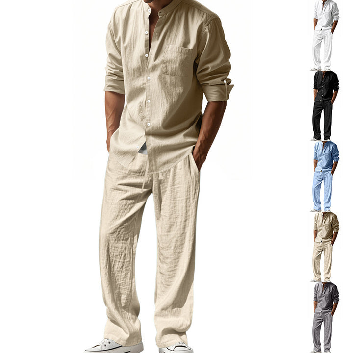 Men's casual linen suit set with practical pockets and stylish details Lisslune