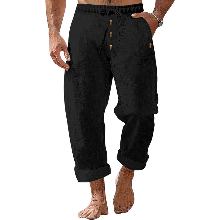 Men's casual linen pants with elastic waistband and practical pockets Lisslune