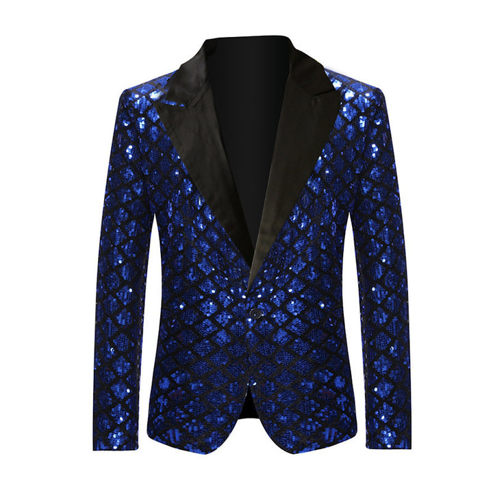Men's Sequin Blazer in Elegant Diamond Pattern Lisslune