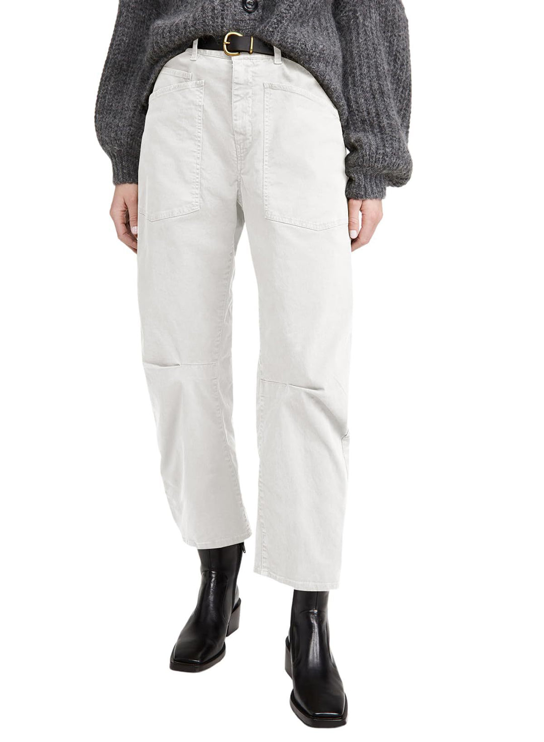 Women's mid-rise denim pants with unique patched pockets Lisslune