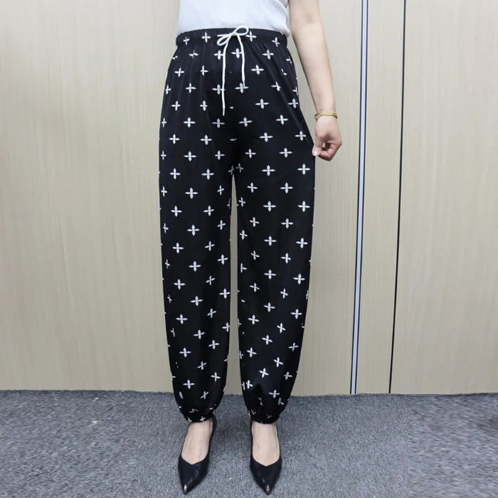 Women's Comfortable Leisure Pants with Paris Design and Elastic Waistband Lisslune