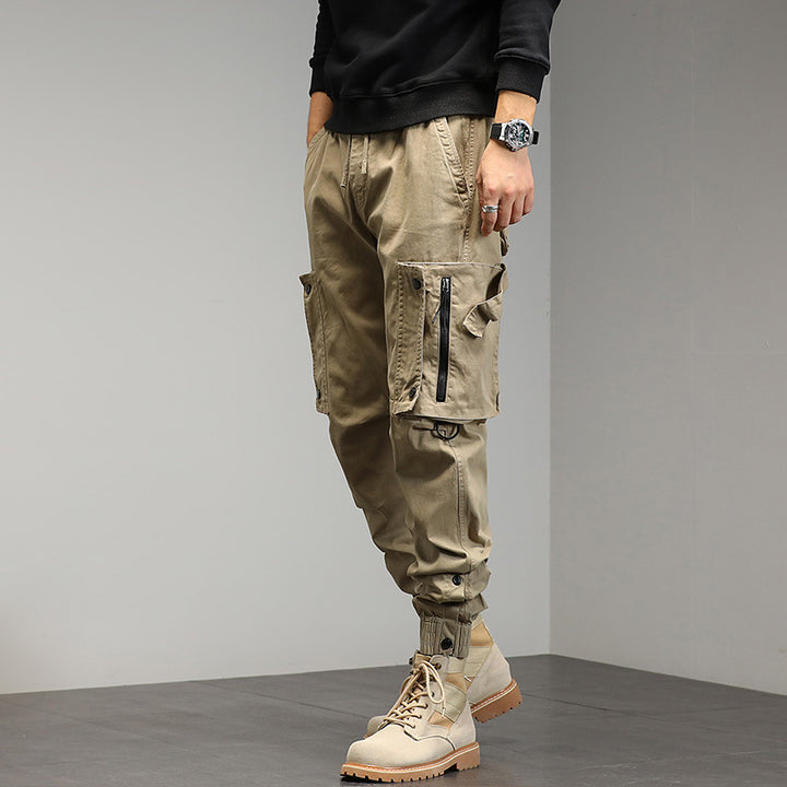 Men's cargo pants with stylish zip pockets and elastic waistband Lisslune