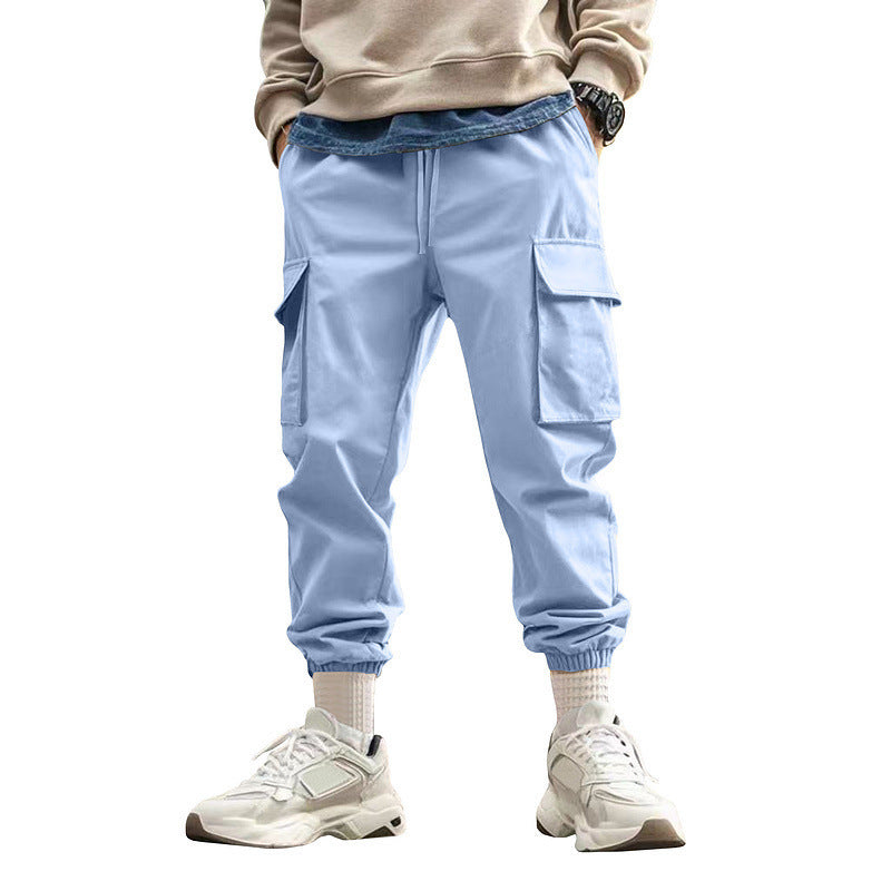 Men's cargo pants with elastic waistband and multifunctional pockets Lisslune