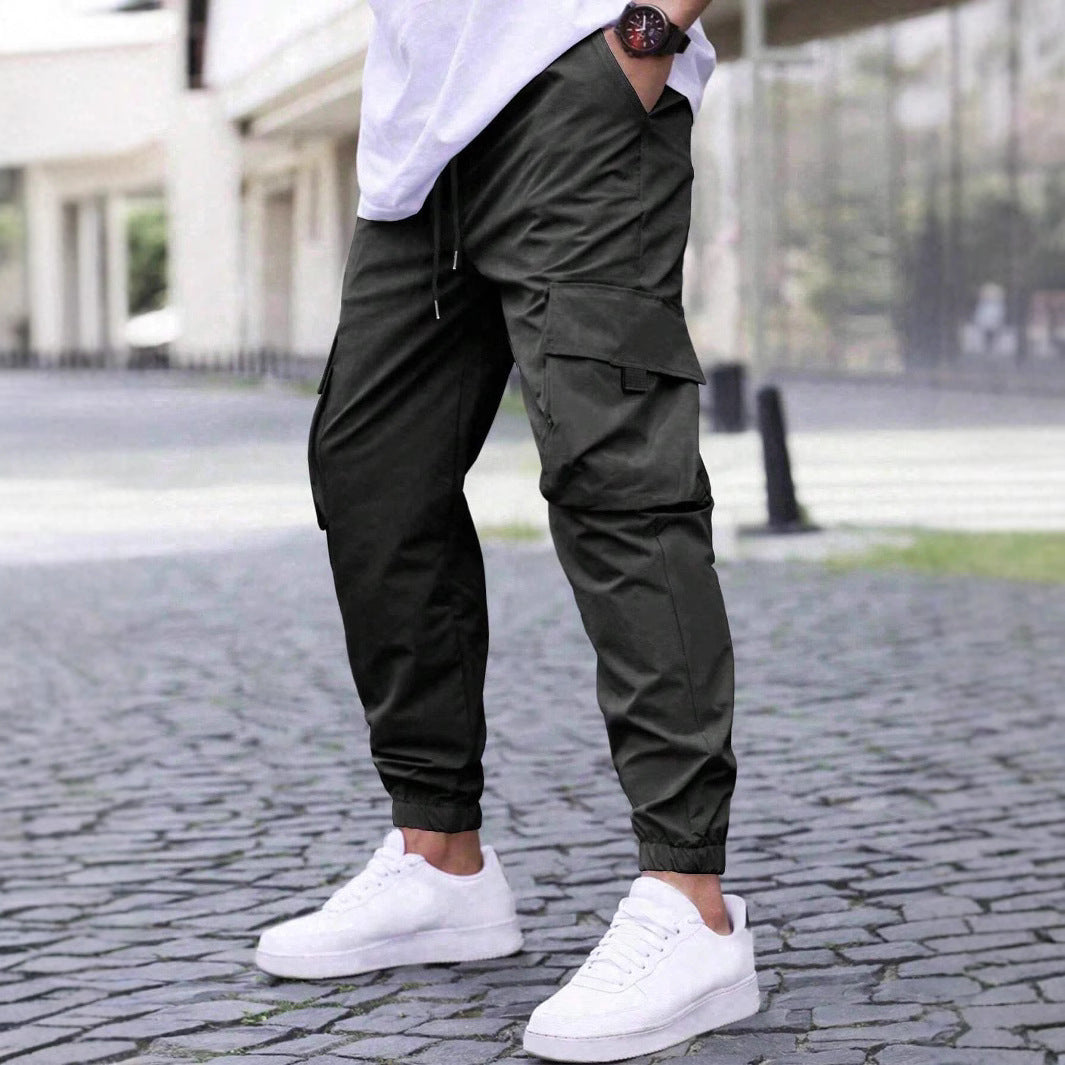 Men's cargo joggers with elastic waistband and practical side pockets Lisslune