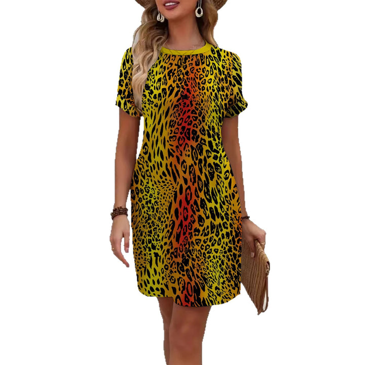Women casual short sleeve dress with floral motifs and comfortable cut Lisslune
