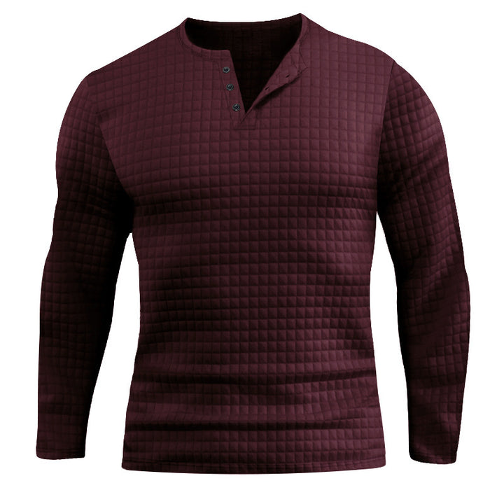 Men's Long Sleeve Shirt with Textured Design and Fashionable Button Closure Lisslune