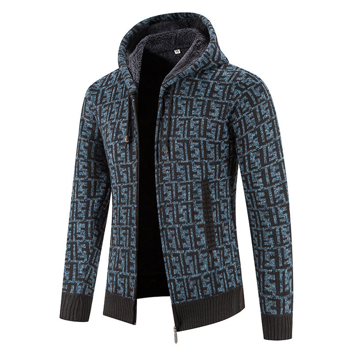 Men's High-Quality Cardigan with Modern Pattern and Hood Lisslune