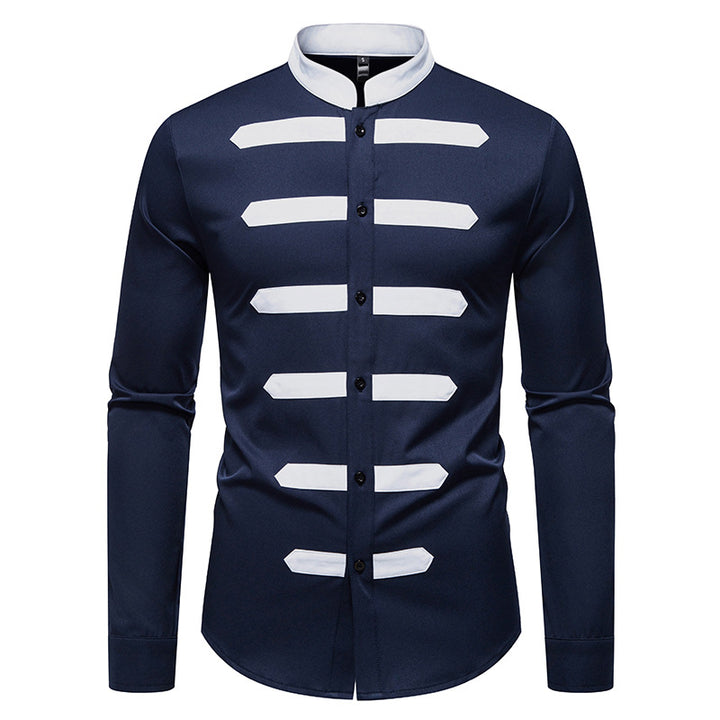 Men's Fashion Long Sleeve Shirt with Contrasting Inserts Lisslune