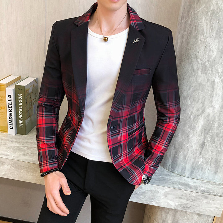 Men's elegant checkered blazer with modern cut and fine details Lisslune