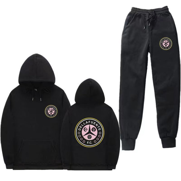 Women's comfortable leisure lounge suit with kangaroo pocket and modern logo Lisslune