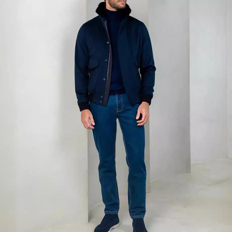 Men's stylish transitional jacket with soft collar and practical side pockets Lisslune