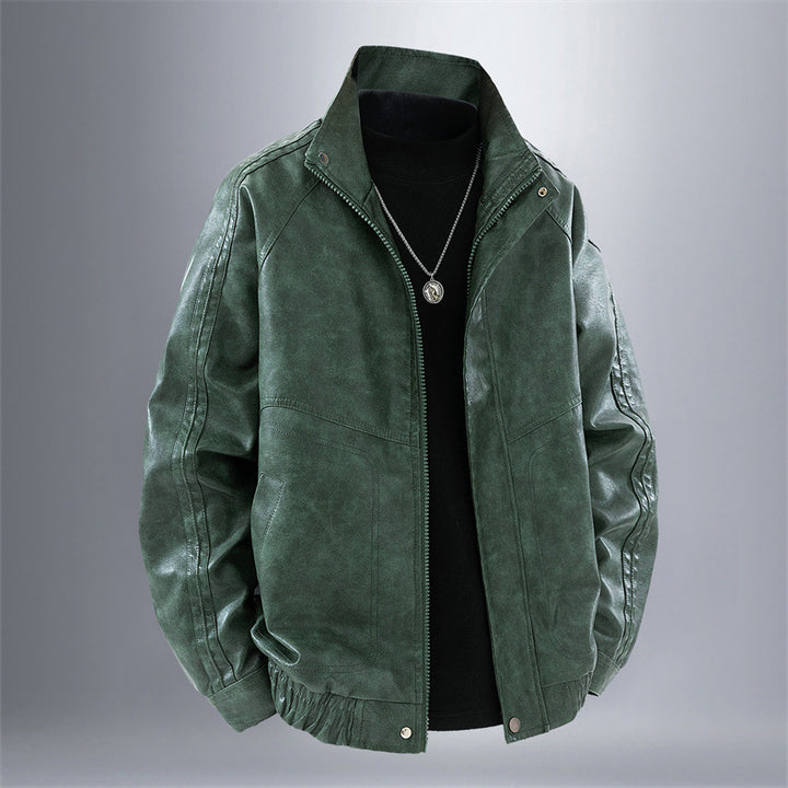 Men's Casual Synthetic Leather Jacket with Practical Inserts Lisslune