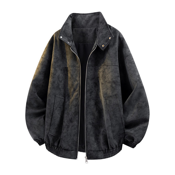 Men's Casual Oversized Jacket with High Collar and Elastic Waistband Lisslune