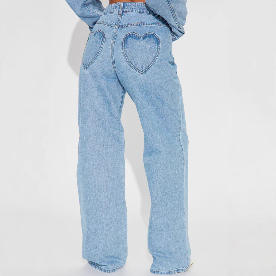 Damen Weite High-Waist Jeans mit klassischem Schnitt und ausgefransten Säumen Lisslune